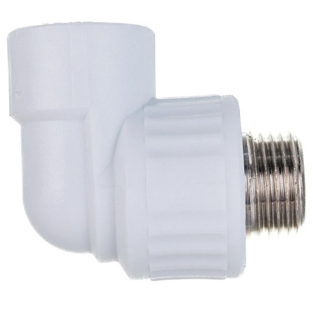 Картинка Угольник Ø 20 х 1/2' НР комбинированный полипропиленовый Белый Valfex