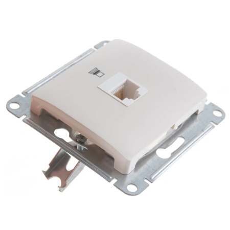 Картинка Розетка компьютерная RJ45 кат 5e в рамку Бежевая System electric GLOSSA