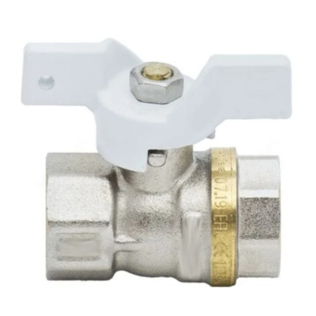 Картинка Кран шаровой 1102 Standard Ду20 3/4" ВР/ВР никелированный полнопроходной бабочка Белый Aquasfera