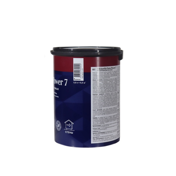 Картинка Краска моющаяся для стен и потолка 0.9 л База А Tikkurila EURO POWER 7