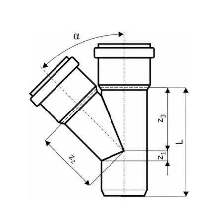 Картинка Тройник канализационный 45 градусов 110х90 мм Ostendorf