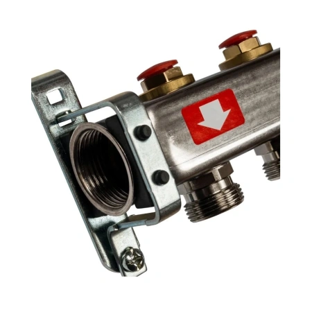 Картинка Коллектор НЕРЖ 4 выхода ручная регулировка клапанов 3/4' НР евроконус STOUT