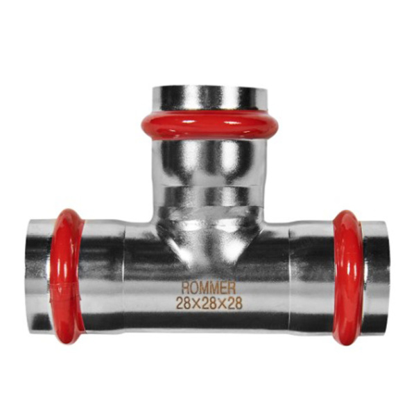 Картинка Тройник Впр-Впр-Впр Ø 28 мм 90° Нержавеющая сталь пресс ROMMER