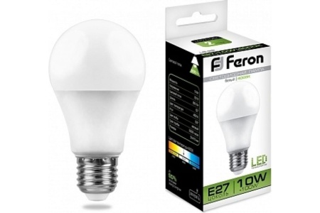 Лампа светодиодная LED 10вт E27 4000К Белый свет Feron