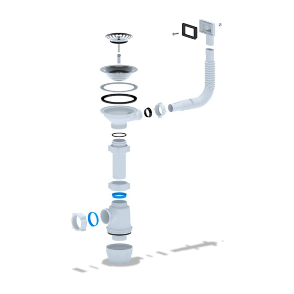 Картинка Сифон для кухонной мойки 3 1/2"x40 г/ перелив АНИ Пласт Грот A0145S