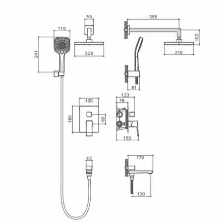 Изображение Душевая система для ванны встраиваемая Черная SPLENKA 9S01.27.06 Картинка Душевая система для ванны встраиваемая Черная SPLENKA 9S01.27.06