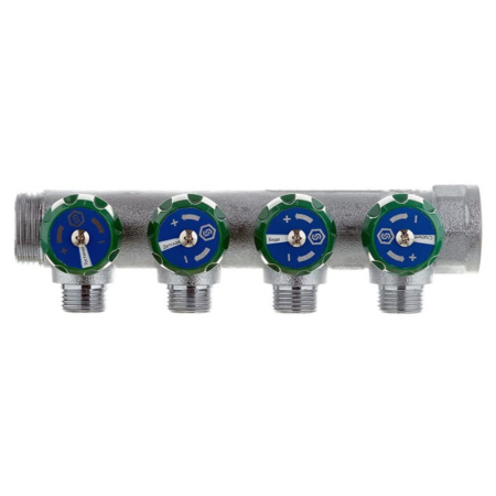 Картинка Коллектор регулирующий 1" 4 выхода 1/2' наружная резьба STOUT