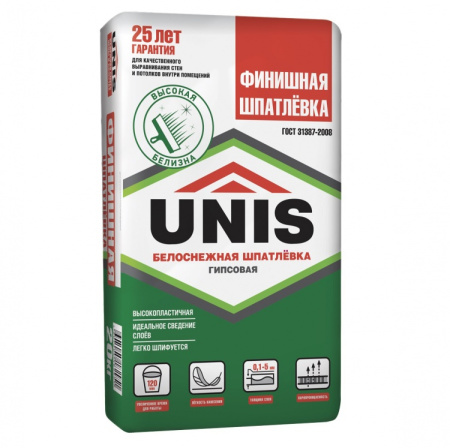 Шпаклевка гипсовая Unis финишная 20 кг