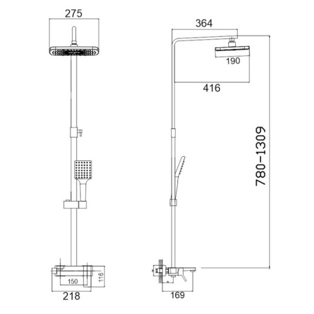 Изображение Душевая система тропический душ латунь Vega Black VALFEX VF.24818-7 Картинка Душевая система тропический душ латунь Vega Black VALFEX VF.24818-7