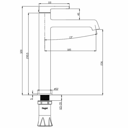 Картинка Смеситель для умывальника высокий Графит RAGLO 9R20.15.09