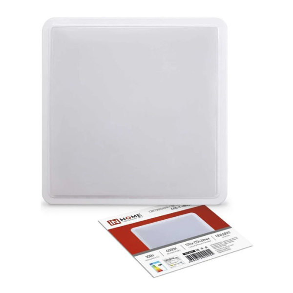 Картинка Светильник светодиодный СПБ-2-КВАДРАТ 10Вт 4000К 800Лм IP40 170 мм IN HOME