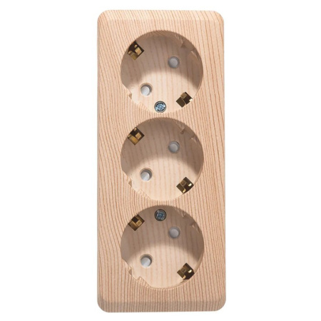 Розетка 3-ная накладная с заземлением со шторками Сосна Systeme Electric Этюд