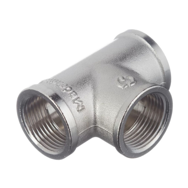 Картинка Тройник ВВВ 1/2"х1/2"х1/2" никелированный STOUT