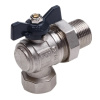 Картинка Кран шаровой угловой со сгоном ВН 3/4 LU бабочка никелированный AQUALINK