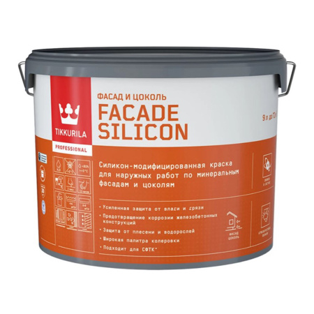 Краска для фасадов и цоколей 9 л база А Tikkurila/Tikkivala Facade Silicon