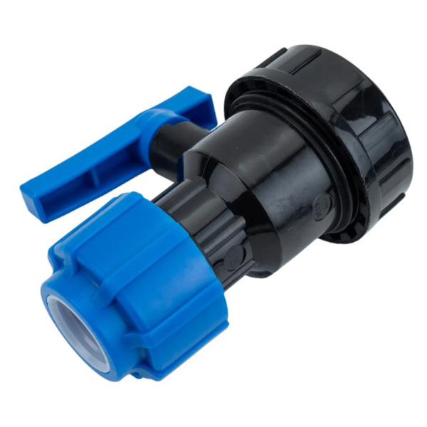 Картинка Кран шаровой компрессионный ВР разъемный d 20х1/2" ТПК-АКВА Политэк