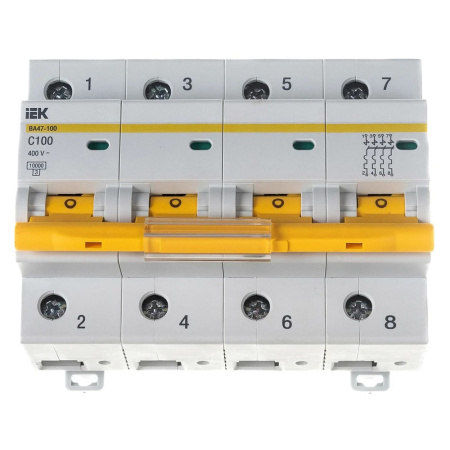 Картинка Выключатель автоматический 4п 100А C ВА47-100 10кА IEK
