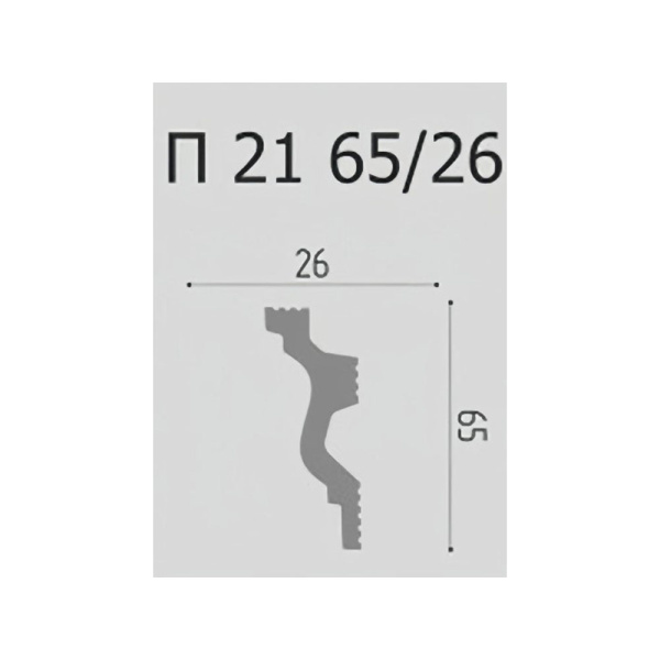 Картинка Плинтус потолочный П 21 65/26 мм 2 м Де-Багет