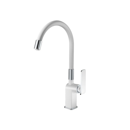 Смеситель для кухни гибкий силиконовый излив латунь VALFEX Orion White VF.73548-8