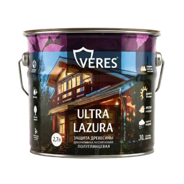 Картинка Декоративная пропитка для дерева Топленое молоко 2,7 л Veres Ultra Lazura №32