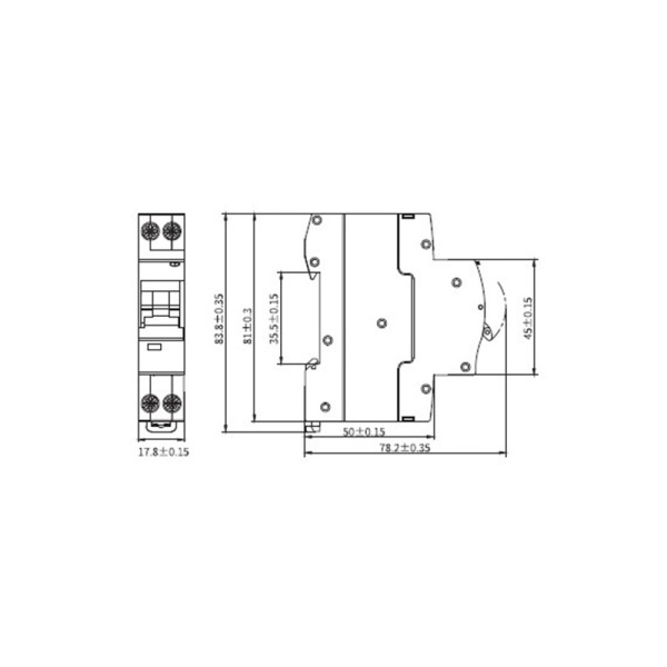 Картинка Автоматический выключатель дифференциального тока YON макс 1P+N С 16A 6kA 30mA А DKC