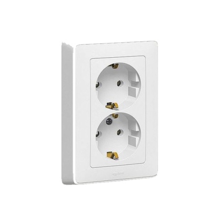 Legrand CARIVA розетка двойная с заземлением Белая