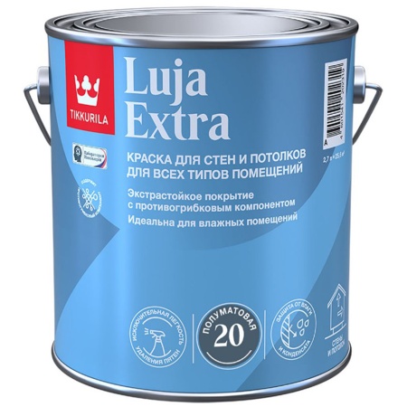 Краска полуматовая 2,7 л база A Tikkurila Luja 20