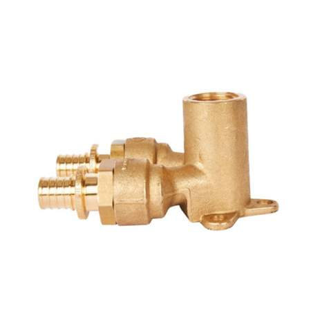 Картинка Уголок ВР 16 х 1/2' проточный с креплением аксиальный STOUT