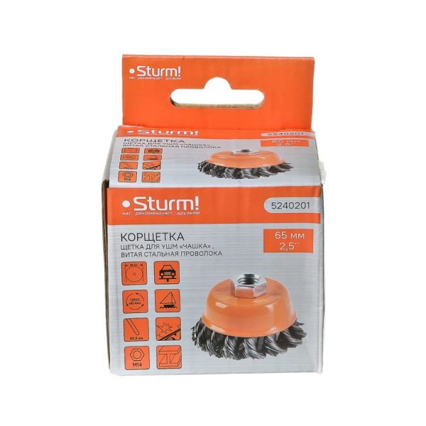 Картинка Щетка чашка для УШМ 65 мм Витая Sturm
