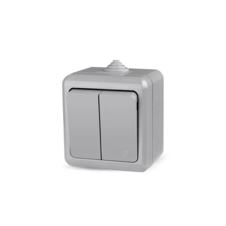 Выключатель 2 клавиши ОП Dita IP54 10А 250 В Серый TOKOV ELECTRIC