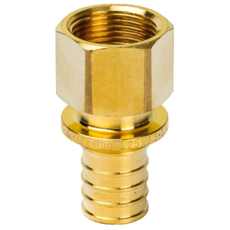 Картинка Переход ВР 25 x G 3/4" латунь для труб из сшитого полиэтилена аксиальный STOUT