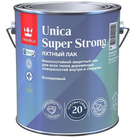 Лак яхтный полуматовый 2,7 л Tikkurila Unica Super Strong EP 20