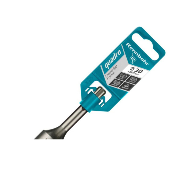 Картинка Бур 30х600 мм SDS-plus 4 грани RENNBOHR Quadro