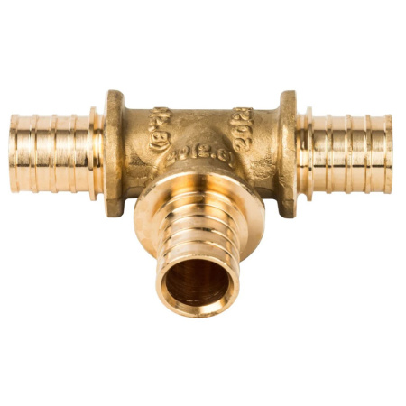 Картинка Тройник 20x20x20 мм латунь для труб из сшитого полиэтилена аксиальный STOUT