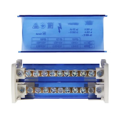 Картинка Шина на DIN-рейку в корпусе Кросс-модуль L+PEN 2х11 IEK