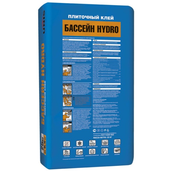 Картинка Клей для плитки Unis Бассейн Hydro 25 кг
