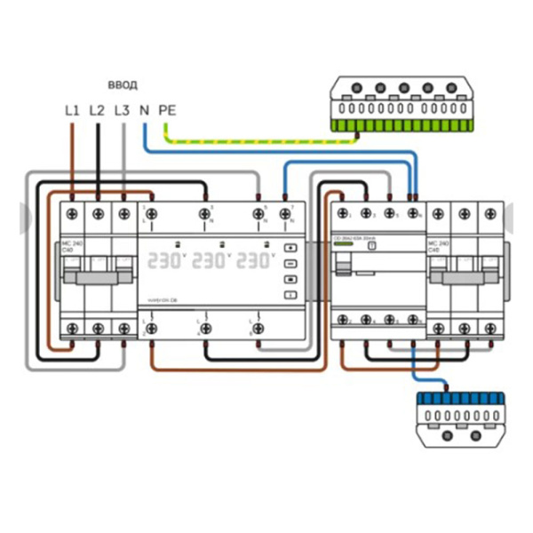 Изображение Реле напряжения трехфазное 6 модулей D6-40 red 40A Welrok Картинка Реле напряжения трехфазное 6 модулей D6-40 red 40A Welrok