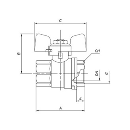 Картинка Кран шаровой 3/4' ВВ полнопроходной бабочка OREGON 302 Bugatti
