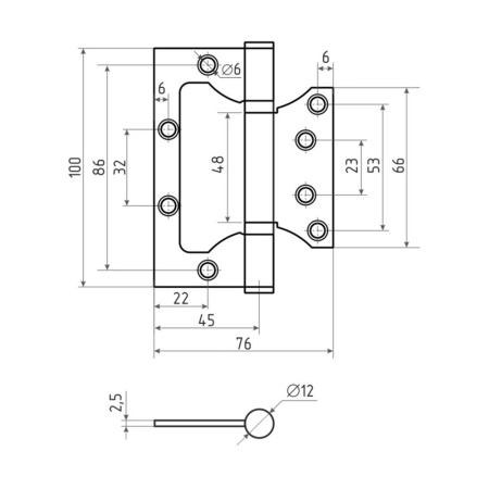 Картинка Петля накладная 100х75 Без врезки 800-4" Старая бронза Нора