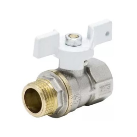 Кран шаровой 1104 Standard Ду20 3/4" ВР/НР никелированный полнопроходной бабочка Белый Aquasfera 1104-02