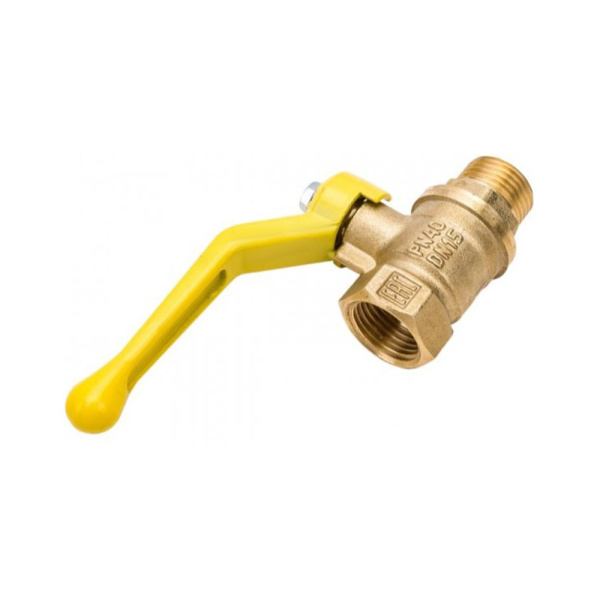 Картинка Кран шаровой для ГАЗа 1 1/4" ВР/НР рычаг латунь никелированный VALFEX