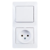 Блок розетка без заземления+выключатель 1 клавиша Белый Systeme Electric GLOSSA