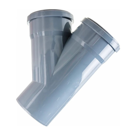 Картинка Тройник 110х110/45° для внутренней канализации Серый Политэк