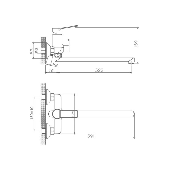 Картинка Смеситель для ванны латунь VALFEX Scorpio Chrome VF.60559