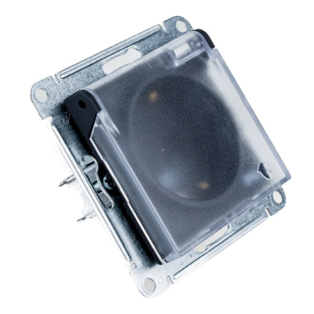 Картинка Розетка с заземление со шторками с крышкой IP44 Карбон System electric ATLASDESIGN AQUA