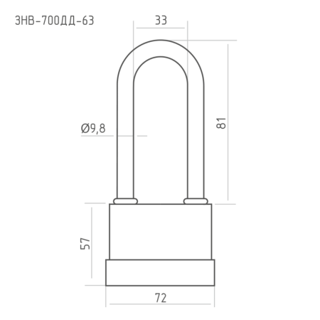 Картинка Замок навесной всепогодный НОРА-М ЗНВ-700дд-63 72 мм