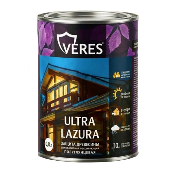 Картинка Декоративная пропитка для дерева Графит 0,8 л Veres Ultra Lazura №31