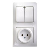 Блок розетка без заземления+выключатель Белый  Systeme Electric GLOSSA
