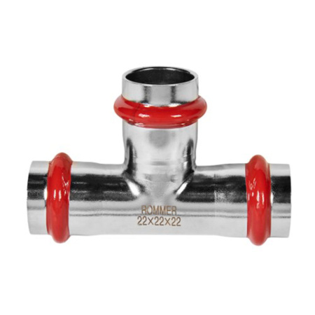 Картинка Тройник Впр-Впр-Впр Ø 22 мм 90° Нержавеющая сталь пресс ROMMER