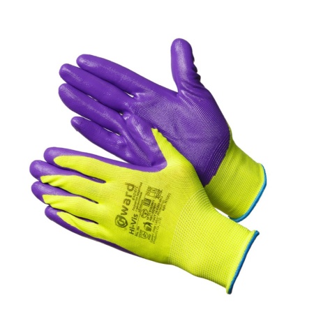 Перчатки защитные с фиолетовым обливом цвет Салатовый